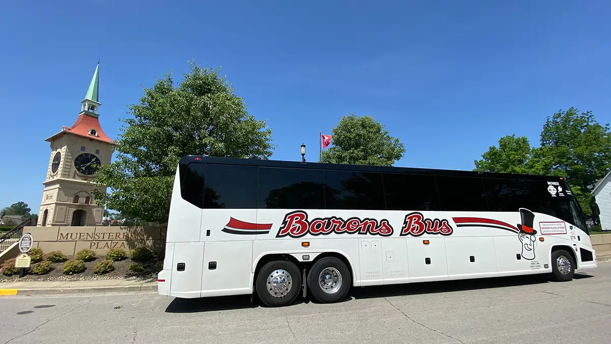 barons bus tickets city attractions berne indiana muensterberg plaza and clock tower